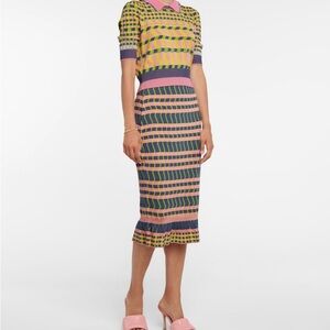 NWT Diane Von Furstenberg Pink and Blue Midi Skirt